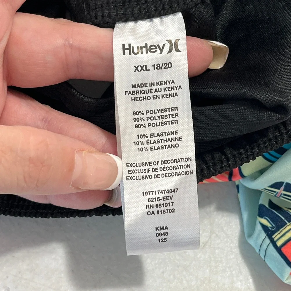 Hurley Board Shorts Boys XXL Surfboard Print Drawstring Swim Trunks Beachwear
